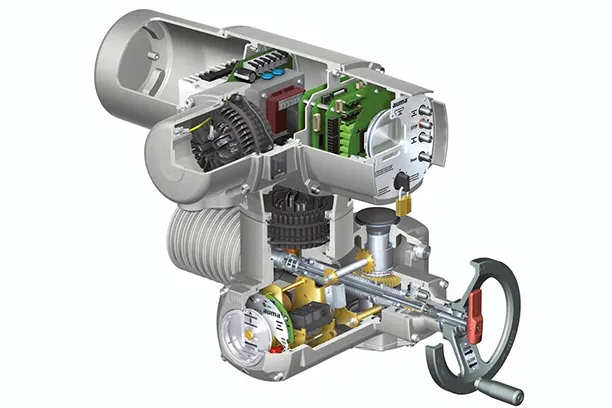 Technician working on industrial actuator