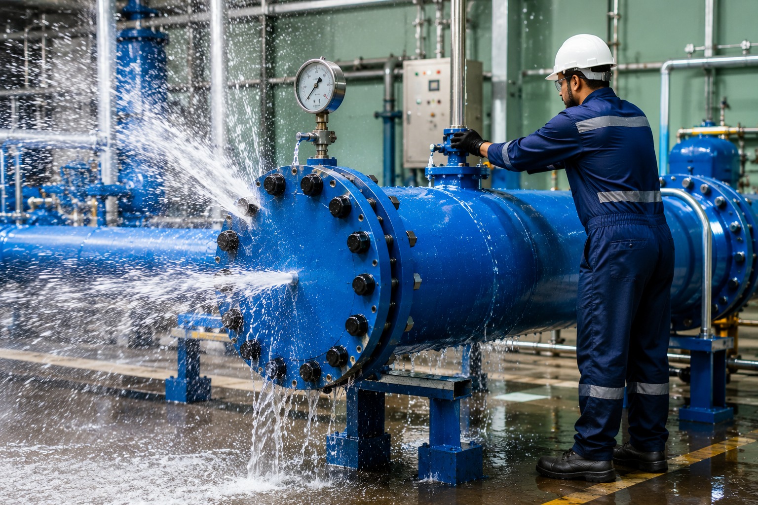 Hydraulic testing setup for pressure equipment